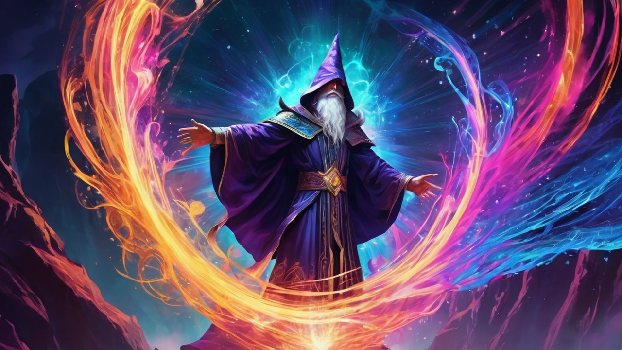 A wizard wielding powerful magic